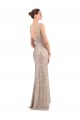 Mejores Plata Cubierta Cuello en V Lentejuela Lentejuelas brillantes Largo Formales Vestidos de dama de honor / Vestidos de fiesta