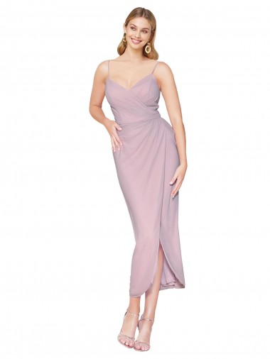 Mejores Primavera Sirena Tirantes espagueti Gasa Corto Asimétrico Vestidos de dama de honor / Vestidos de fiesta / Vestidos de cóctel / Vestidos para homecoming