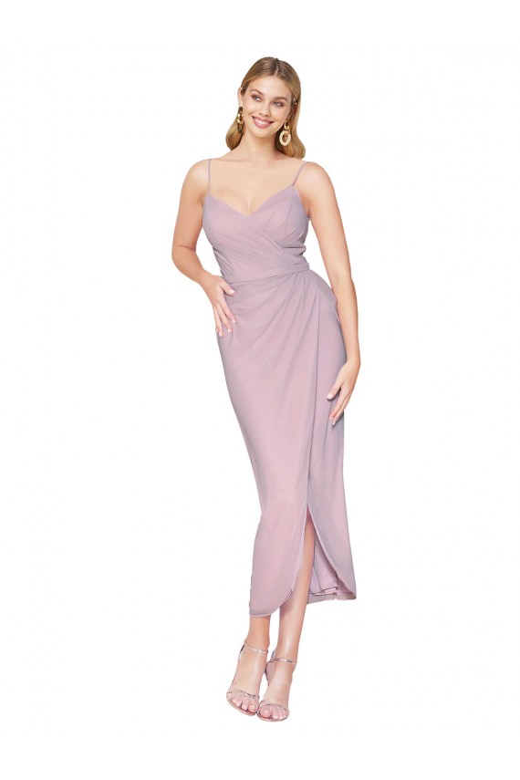 Mejores Primavera Sirena Tirantes espagueti Gasa Corto Asimétrico Vestidos de dama de honor / Vestidos de fiesta / Vestidos de cóctel / Vestidos para homecoming
