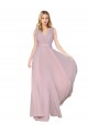 Mejores Primavera línea A Cuello en V Cuello Alto Gasa Largo Formales Vestidos de dama de honor / Vestidos de fiesta