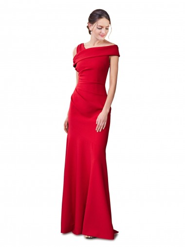 Mejores Rojo Sirena Crepé Elástico Largo Formales Vestidos de dama de honor / Vestidos de fiesta