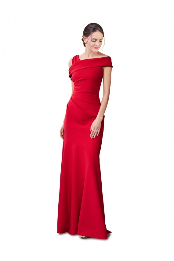 Mejores Rojo Sirena Crepé Elástico Largo Formales Vestidos de dama de honor / Vestidos de fiesta
