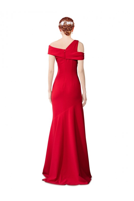 Mejores Rojo Sirena Crepé Elástico Largo Formales Vestidos de dama de honor / Vestidos de fiesta