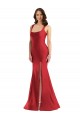 Mejores Rojo Sirena Cuadrado Satén sedoso Largo Formales Vestidos de dama de honor / Vestidos de fiesta
