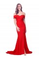 Mejores Rojo Sirena Cuello de Corazón Crepé Elástico Largo Formales Vestidos de dama de honor / Vestidos de fiesta