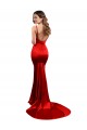 Mejores Rojo Sirena Cuello de Corazón Satén elástico Largo Formales Vestidos de dama de honor / Vestidos de fiesta