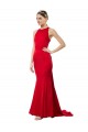 Mejores Rojo Sirena Halter Cuello Alto Crepé Elástico Largo Formales Vestidos de dama de honor / Vestidos de fiesta