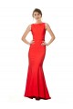 Mejores Rojo Sirena Halter Cuello Alto Crepé Elástico Largo Formales Vestidos de dama de honor / Vestidos de fiesta