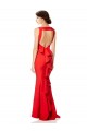 Mejores Rojo Sirena Halter Cuello Alto Crepé Elástico Largo Formales Vestidos de dama de honor / Vestidos de fiesta