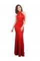 Mejores Rojo Sirena Halter Satén elástico Largo Formales Vestidos de dama de honor / Vestidos de fiesta