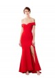 Mejores Rojo Sirena Hombros Descubiertos Crepé Elástico Largo Formales Vestidos de dama de honor / Vestidos de fiesta