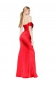 Mejores Rojo Sirena Hombros Descubiertos Satén elástico Largo Formales Vestidos de dama de honor / Vestidos de fiesta
