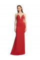 Mejores Rojo Sirena Tirantes espagueti Cuello en V Crepé Elástico Largo Formales Vestidos de dama de honor / Vestidos de fiesta
