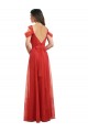Mejores Rojo línea A Cuello de Corazón Tul Largo Vestidos de dama de honor