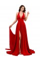 Mejores Rojo línea A Halter Spandex Largo Formales Vestidos de dama de honor / Vestidos de fiesta