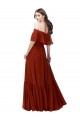Mejores Rojo línea A Hombros Descubiertos Gasa Largo Vestidos de dama de honor