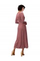 Mejores Rosa Canela línea A Cuello en V Midi Terciopelo Elástico Corto Vestidos de dama de honor / Vestidos de fiesta