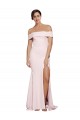 Mejores Rosa Cubierta Cuadrado Barrer tren Crepé Elástico Largo Formales Vestidos de dama de honor / Vestidos de fiesta
