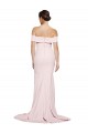 Mejores Rosa Cubierta Cuadrado Barrer tren Crepé Elástico Largo Formales Vestidos de dama de honor / Vestidos de fiesta