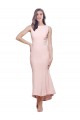 Mejores Rosa Cubierta Cuello Alto Midi Crepé Elástico Corto Asimétrico Formales Vestidos de dama de honor / Vestidos de fiesta / Vestidos de cóctel