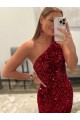 Mejores Rosa Cubierta Un Hombre Barrer tren Lentejuelas Terciopelo Largo Vestidos de fiesta