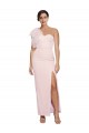 Mejores Rosa Cubierta Un Hombre Cuello de Corazón Crepé Elástico Largo Formales Vestidos de dama de honor / Vestidos de fiesta