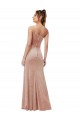 Mejores Rosa Cubierta Un Hombre Terciopelo Elástico Largo Formales Vestidos de dama de honor / Vestidos de fiesta