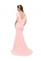 Mejores Rosa Sirena Cuello en V Gasa Largo Vestidos de dama de honor