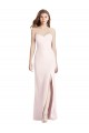 Mejores Rosa Trompeta Cuello de Corazón Sin tirantes Crepé Elástico Largo Vestidos de dama de honor / Vestidos de fiesta