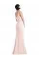 Mejores Rosa Trompeta Cuello en V Crepé Elástico Largo Formales Vestidos de dama de honor / Vestidos de fiesta
