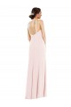 Mejores Rosa Trompeta Halter Crepé Elástico Largo Formales Vestidos de dama de honor / Vestidos de fiesta