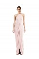 Mejores Rosa Trompeta Halter Crepé Elástico Largo Vestidos de dama de honor / Vestidos de fiesta