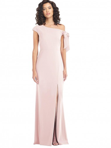Mejores Rosa Trompeta Hombros Descubiertos Crepé Elástico Largo Formales Vestidos de dama de honor / Vestidos de fiesta