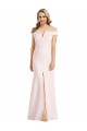 Mejores Rosa Trompeta Hombros Descubiertos Cuello en V Crepé Elástico Largo Formales Vestidos de dama de honor / Vestidos de fiesta