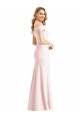 Mejores Rosa Trompeta Hombros Descubiertos Cuello en V Crepé Elástico Largo Formales Vestidos de dama de honor / Vestidos de fiesta