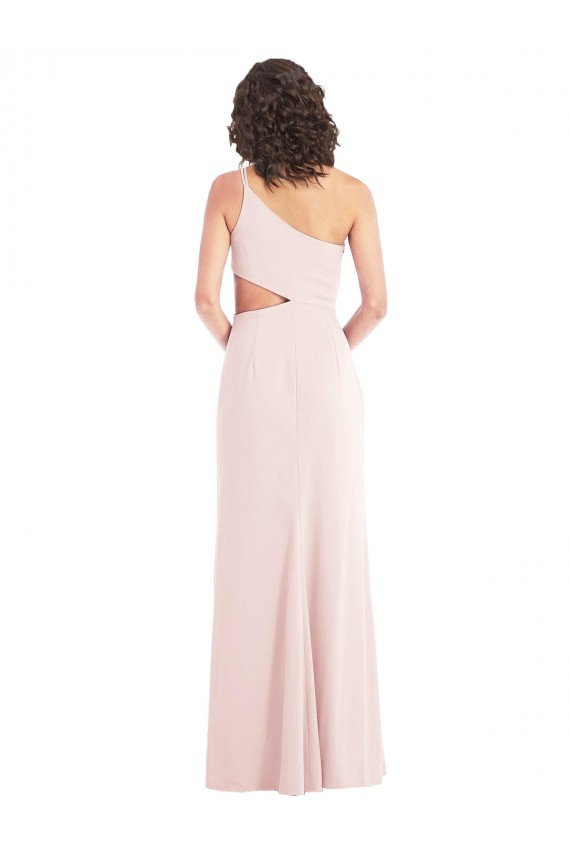 Mejores Rosa Trompeta Un Hombre Crepé Elástico Largo Formales Vestidos de dama de honor / Vestidos de fiesta