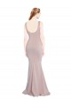 Mejores Rosa empolvado Sirena Cucharón Crepé Elástico Largo Formales Vestidos de dama de honor / Vestidos de fiesta