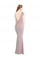 Mejores Rosa empolvado Sirena Cuello Barco Crepé Elástico Largo Formales Vestidos de dama de honor / Vestidos de fiesta