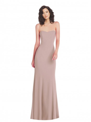 Mejores Rosa empolvado Sirena Cuello de Corazón Sin tirantes Crepé Elástico Largo Formales Vestidos de dama de honor / Vestidos de fiesta