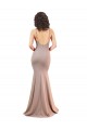 Mejores Rosa empolvado Sirena Cuello en V Crepé Elástico Largo Formales Vestidos de dama de honor / Vestidos de fiesta