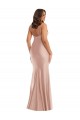 Mejores Rosa empolvado Sirena Cuello en V Satén sedoso Largo Formales Vestidos de dama de honor / Vestidos de fiesta