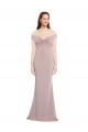 Mejores Rosa empolvado Sirena Hombros Descubiertos Cuello en V Crepé Elástico Largo Formales Vestidos de dama de honor / Vestidos de fiesta