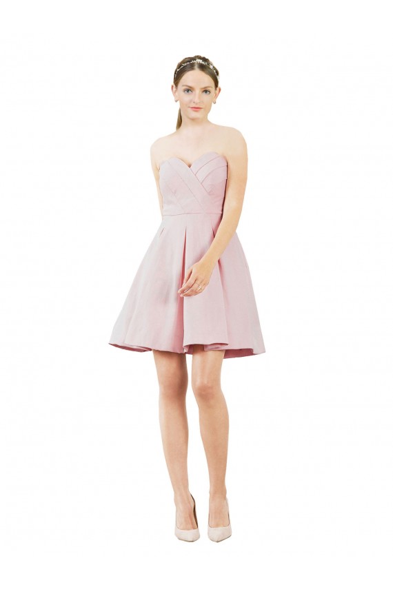 Mejores Rosa línea A Cuello de Corazón Satén Corto Vestidos de dama de honor / Vestidos de cóctel