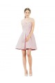 Mejores Rosa línea A Cuello de Corazón Satén Corto Vestidos de dama de honor / Vestidos de cóctel