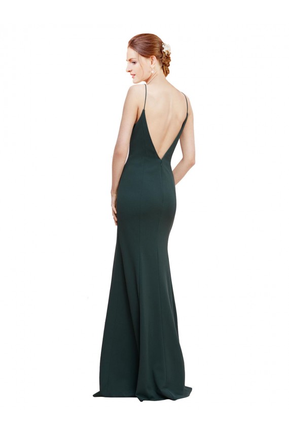 Mejores Rosa línea A Cuello en V Crepé Elástico Largo Formales Vestidos de dama de honor / Vestidos de fiesta