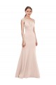 Mejores Rosa línea A Cuello en V Crepé Elástico Largo Formales Vestidos de dama de honor / Vestidos de fiesta