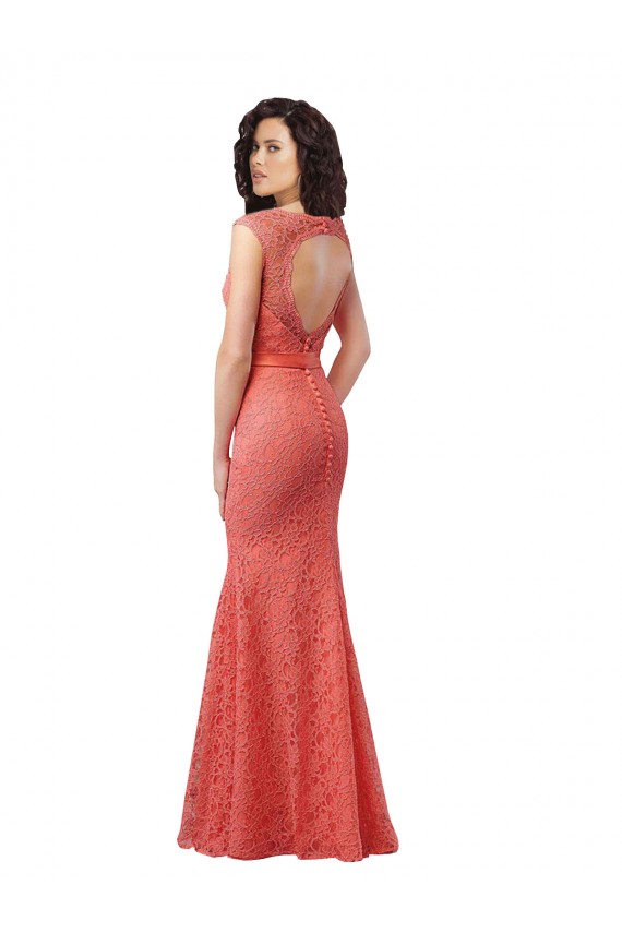 Mejores Sirena Cuello en V Encaje Largo Vestidos de dama de honor