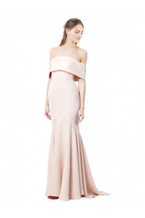 Mejores Sirena Hombros Descubiertos Crepé Elástico Largo Formales Vestidos de dama de honor / Vestidos de fiesta