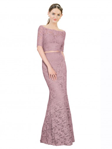 Mejores Sirena Hombros Descubiertos Encaje Largo Vestidos de dama de honor / Vestidos de fiesta