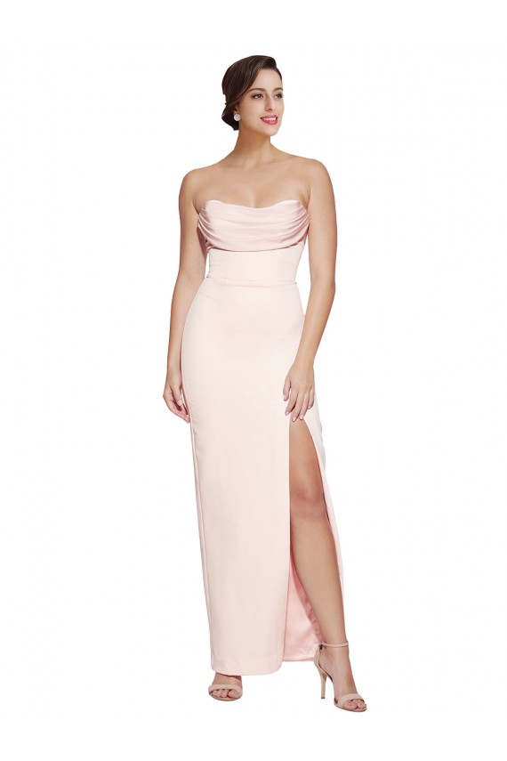 Mejores Sirena Satén elástico Largo Formales Vestidos de dama de honor / Vestidos de fiesta